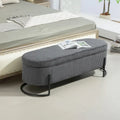 Banc de rangement en velours gris foncé/orange/rose/beige/émeraude/noir avec charnière de sécurité et pieds en métal – Simple