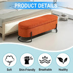 Banc de rangement en velours gris foncé/orange/rose/beige/émeraude/noir avec charnière de sécurité et pieds en métal – Simple