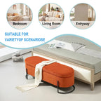 Banc de rangement en velours gris foncé/orange/rose/beige/émeraude/noir avec charnière de sécurité et pieds en métal – Simple