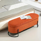 Banc de rangement en velours gris foncé/orange/rose/beige/émeraude/noir avec charnière de sécurité et pieds en métal – Simple