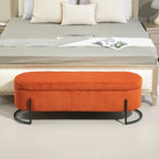 Banc de rangement en velours gris foncé/orange/rose/beige/émeraude/noir avec charnière de sécurité et pieds en métal – Simple