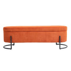 Banc de rangement en velours gris foncé/orange/rose/beige/émeraude/noir avec charnière de sécurité et pieds en métal – Simple