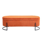 Banc de rangement en velours gris foncé/orange/rose/beige/émeraude/noir avec charnière de sécurité et pieds en métal – Simple