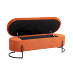 Banc de rangement en velours gris foncé/orange/rose/beige/émeraude/noir avec charnière de sécurité et pieds en métal – Simple