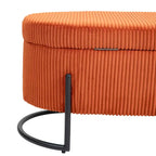 Banc de rangement en velours gris foncé/orange/rose/beige/émeraude/noir avec charnière de sécurité et pieds en métal – Simple