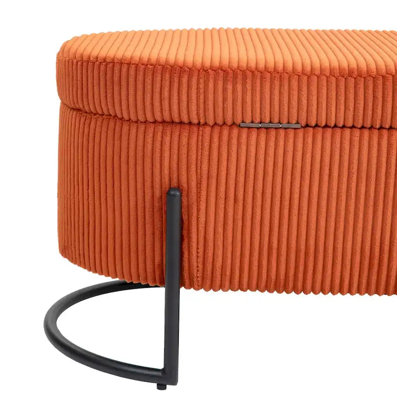 Banc de rangement en velours gris foncé/orange/rose/beige/émeraude/noir avec charnière de sécurité et pieds en métal – Simple