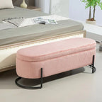 Banc de rangement en velours gris foncé/orange/rose/beige/émeraude/noir avec charnière de sécurité et pieds en métal – Simple