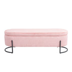 Banc de rangement en velours gris foncé/orange/rose/beige/émeraude/noir avec charnière de sécurité et pieds en métal – Simple