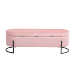 Banc de rangement en velours gris foncé/orange/rose/beige/émeraude/noir avec charnière de sécurité et pieds en métal – Simple