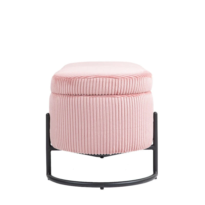 Banc de rangement en velours gris foncé/orange/rose/beige/émeraude/noir avec charnière de sécurité et pieds en métal – Simple