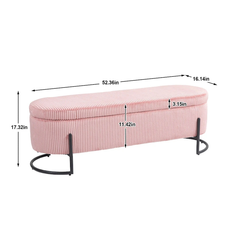 Banc de rangement en velours gris foncé/orange/rose/beige/émeraude/noir avec charnière de sécurité et pieds en métal – Simple