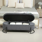 Banc de rangement en velours gris foncé/orange/rose/beige/émeraude/noir avec charnière de sécurité et pieds en métal – Simple