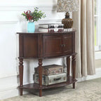 Console semi-circulaire marron avec rangement, 1 personne