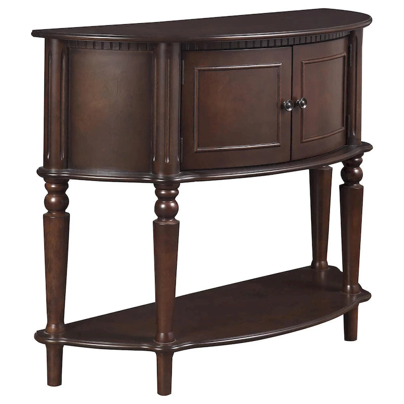 Console semi-circulaire marron avec rangement, 1 personne