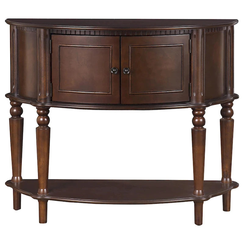 Console semi-circulaire marron avec rangement, 1 personne