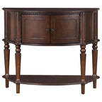 Console semi-circulaire marron avec rangement, 1 personne