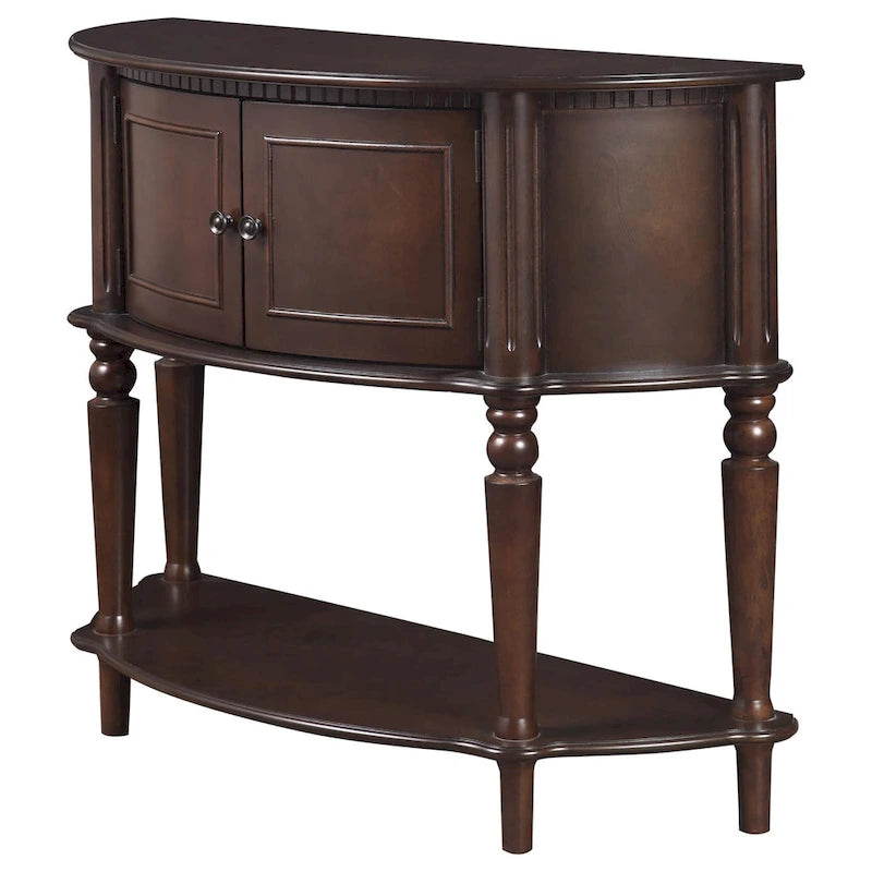 Console semi-circulaire marron avec rangement, 1 personne