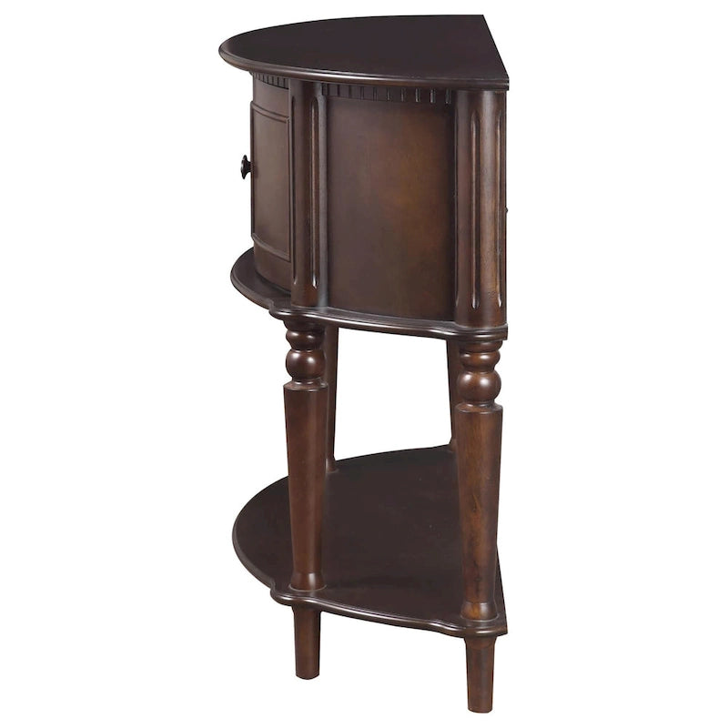 Console semi-circulaire marron avec rangement, 1 personne