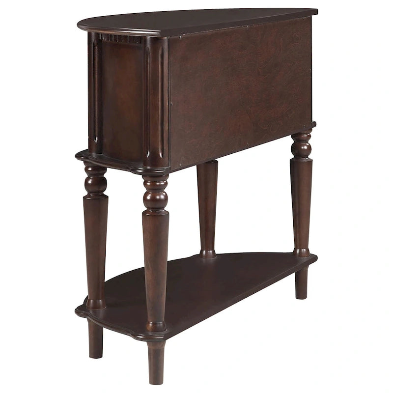 Console semi-circulaire marron avec rangement, 1 personne
