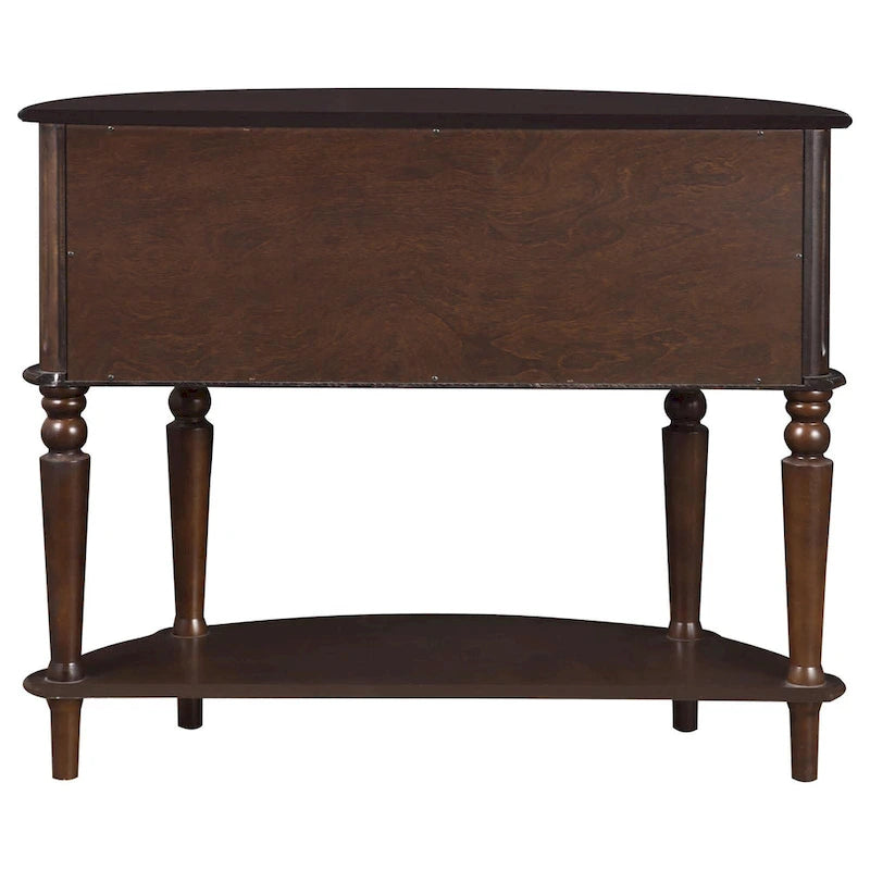 Console semi-circulaire marron avec rangement, 1 personne