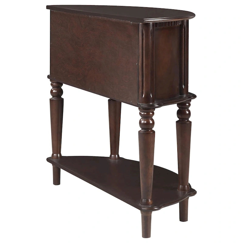 Console semi-circulaire marron avec rangement, 1 personne