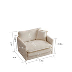 Fauteuil simple en chenille beige avec pouf et double coussin – Simple
