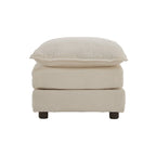 Fauteuil simple en chenille beige avec pouf et double coussin – Simple