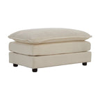 Fauteuil simple en chenille beige avec pouf et double coussin – Simple