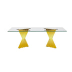 Table basse plateau verre trempé argent / or avec base en acier inoxydable – Unique