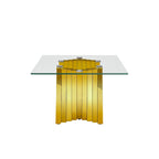 Table basse plateau verre trempé argent / or avec base en acier inoxydable – Unique