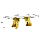 Table basse plateau verre trempé argent / or avec base en acier inoxydable – Unique