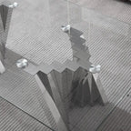 Table basse plateau verre trempé argent / or avec base en acier inoxydable – Unique
