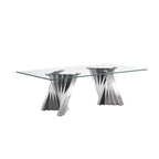 Table basse plateau verre trempé argent / or avec base en acier inoxydable – Unique