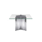 Table basse plateau verre trempé argent / or avec base en acier inoxydable – Unique