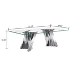Table basse plateau verre trempé argent / or avec base en acier inoxydable – Unique