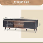 Meuble TV moderne Mid-Century brun foncé et noir de 160 cm avec tiroirs – Simple