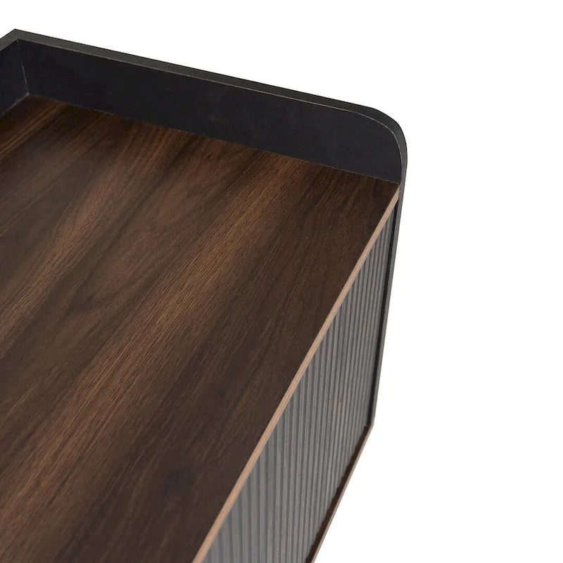 Meuble TV moderne Mid-Century brun foncé et noir de 160 cm avec tiroirs – Simple
