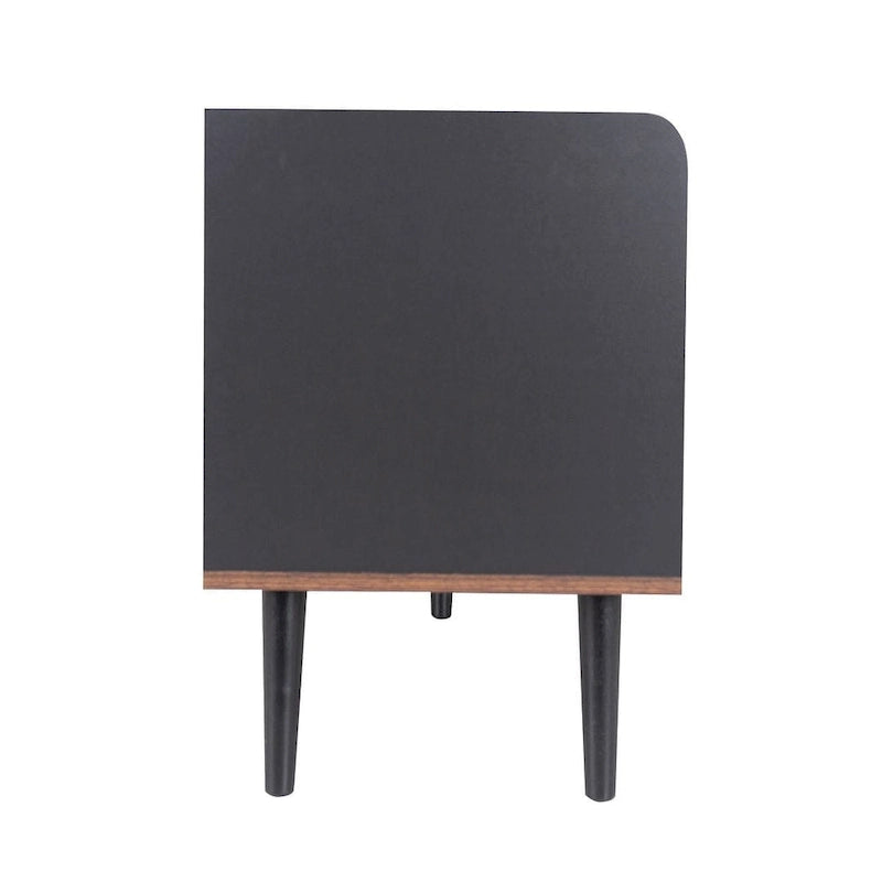 Meuble TV moderne Mid-Century brun foncé et noir de 160 cm avec tiroirs – Simple