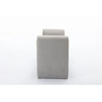 Banc de rangement en velours gris clair/ivoire avec accoudoirs et garniture dorée – Simple