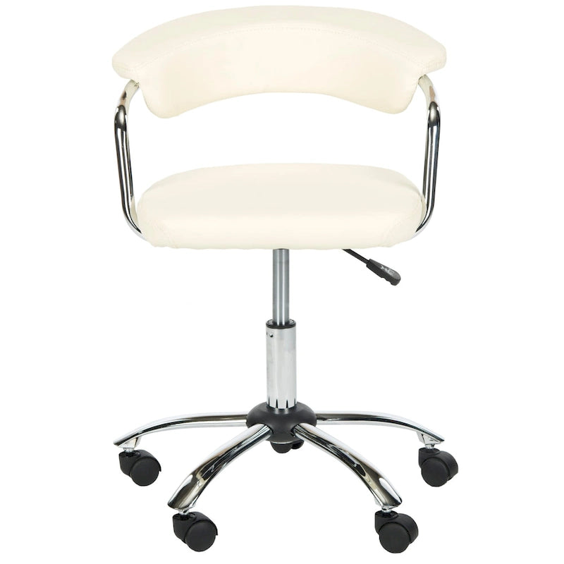 Chaise de bureau réglable en similicuir PU crème avec dossier ouvert et accoudoirs – Individuel