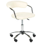 Chaise de bureau réglable en similicuir PU crème avec dossier ouvert et accoudoirs – Individuel
