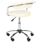 Chaise de bureau réglable en similicuir PU crème avec dossier ouvert et accoudoirs – Individuel