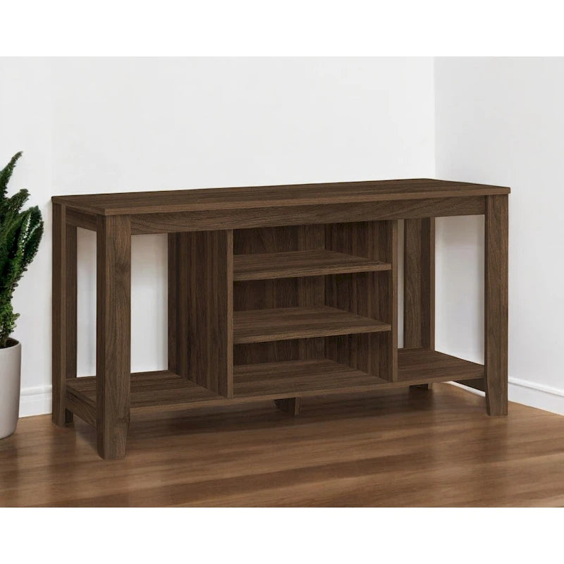 HomeRoots 48  Brown Wood Open Shelving TV Stand - 47.75' X '24.25' X '17.25