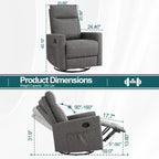 Fauteuil inclinable manuel pivotant à 360° en lin gris / marron / beige avec repose-pieds réglable – Simple