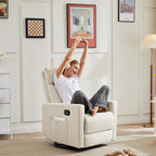 Fauteuil inclinable manuel pivotant à 360° en lin gris / marron / beige avec repose-pieds réglable – Simple