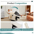 Fauteuil inclinable manuel pivotant à 360° en lin gris / marron / beige avec repose-pieds réglable – Simple