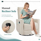Fauteuil inclinable manuel pivotant à 360° en lin gris / marron / beige avec repose-pieds réglable – Simple