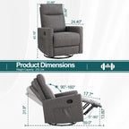 Fauteuil inclinable manuel pivotant à 360° en lin gris / marron / beige avec repose-pieds réglable – Simple