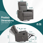 Fauteuil inclinable manuel pivotant à 360° en lin gris / marron / beige avec repose-pieds réglable – Simple
