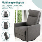 Fauteuil inclinable manuel pivotant à 360° en lin gris / marron / beige avec repose-pieds réglable – Simple